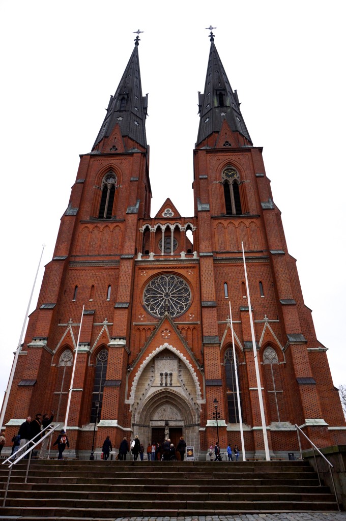 the most obvious and probably also most impressive sight in uppsala is the uppsala cathedral, sweden's biggest church 