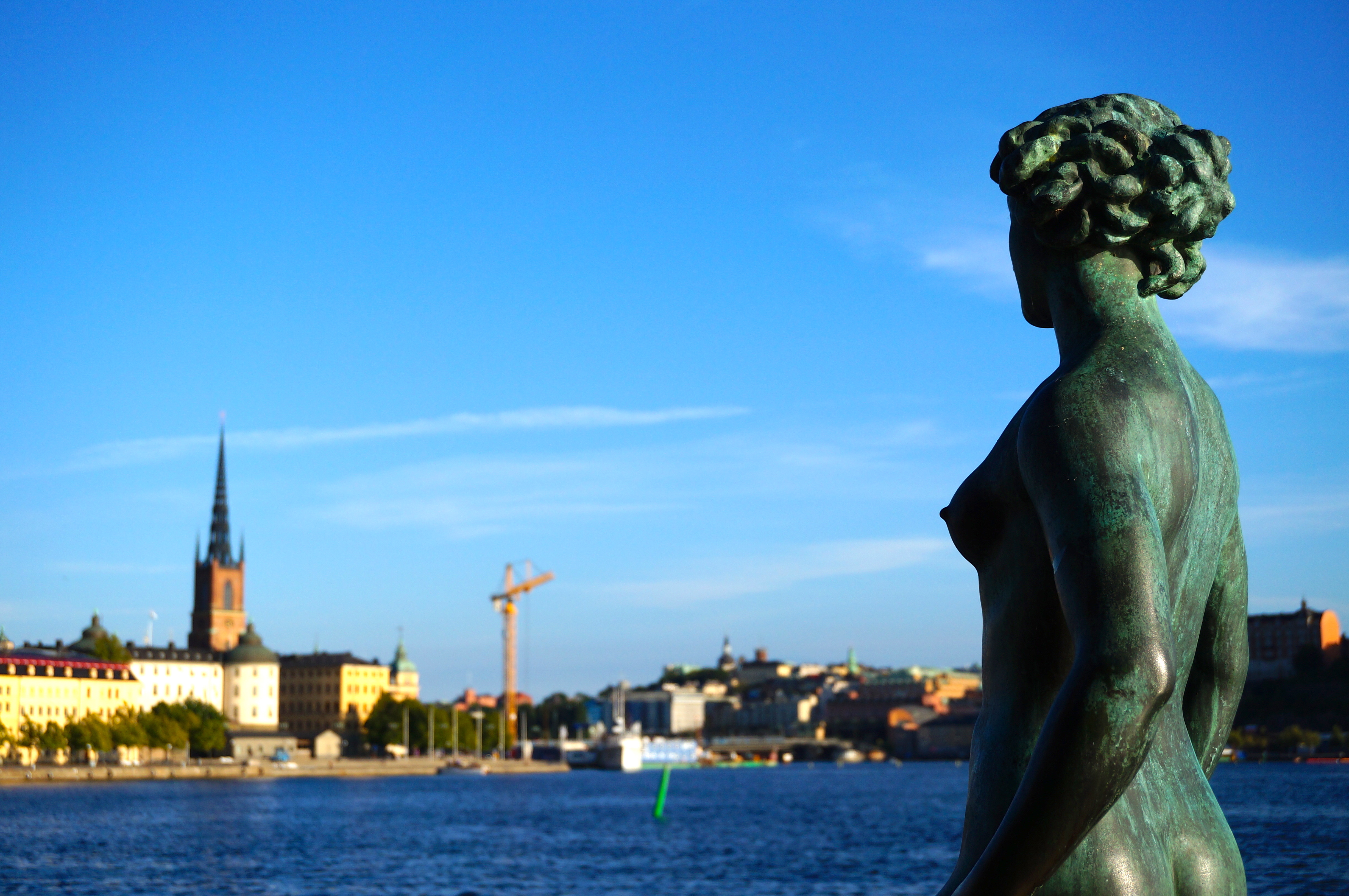 ...from the garden there you have a beautiful view on this young ladies bare body parts directing your view further on to gamla stan, the city centre of stockholm. for all the ladies out there, don't panic, they also planted the male version of that statue out there...