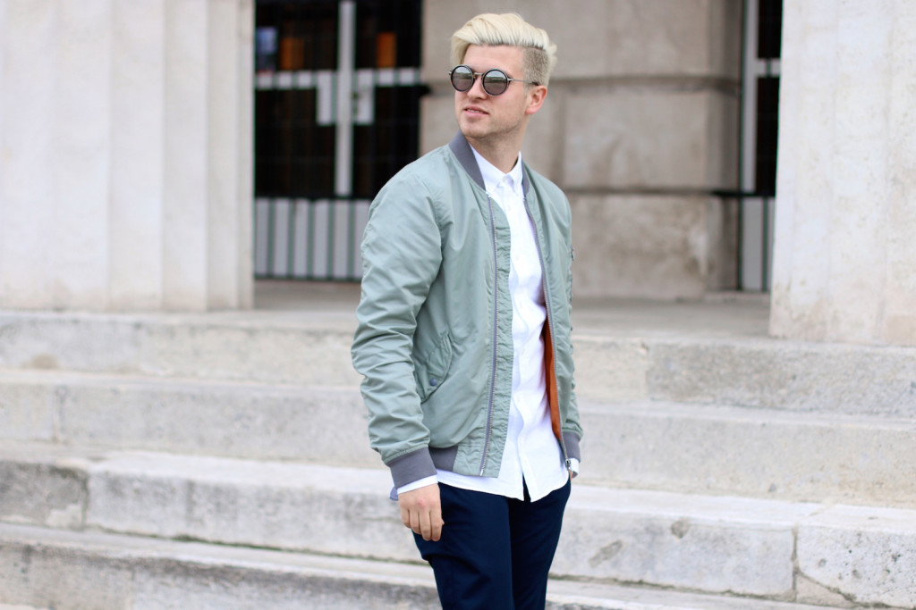 Meanwhileinawesometown | Mens Fashion and Style Blog | Outfit Asket Oxford Shirt Zanerobe Box Chinos Adidas Superstar Scotch and Soda Bomber Jacket_8