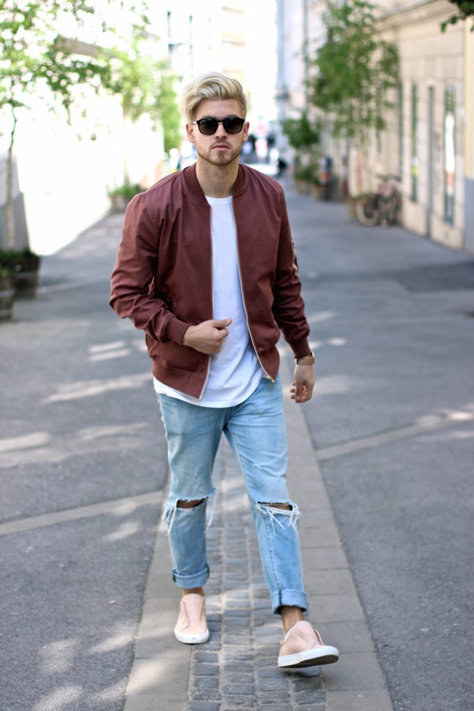 Meanwhileinawesometown Austrian Mens Fashion and Lifestyle Blogger Pink Bomber Jacket Nude Sneakers Asos Neuw Denim Son of a Tailor Tods Sunglasses_4