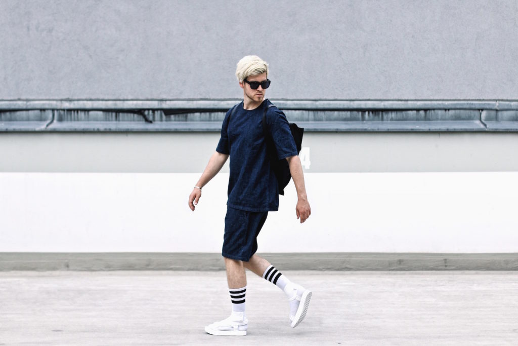 han kjobenhavn x teva sandals and white socks h&m denim onsie meanwhile in awesometown mensfashion and lifestyle blogger ace and tate shades