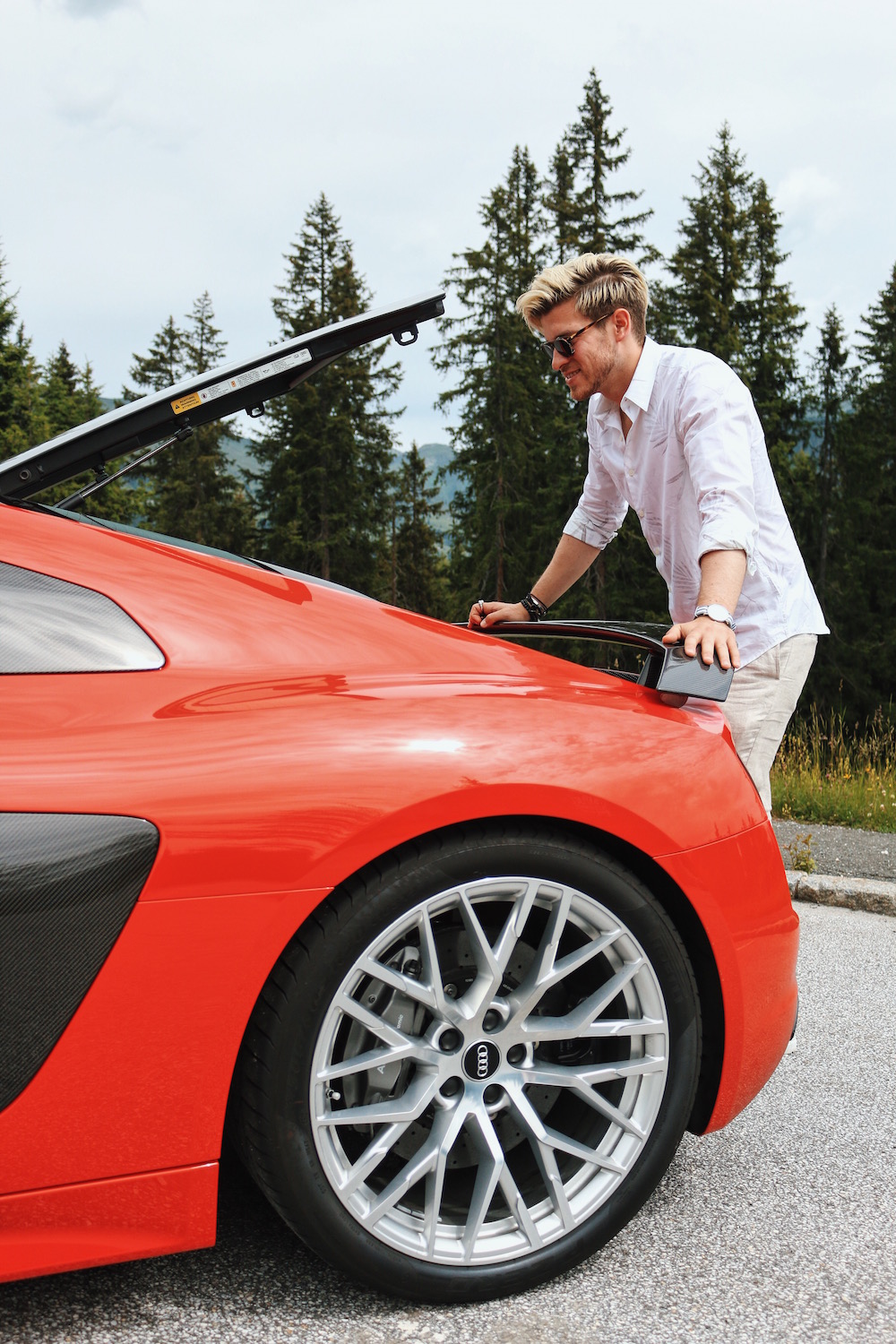 Audi R8 Tour Gerlospass Meanwhile in Awesometown Mens Fashion and Lifestyle Blogger from Austria Red Audi R8 V10
