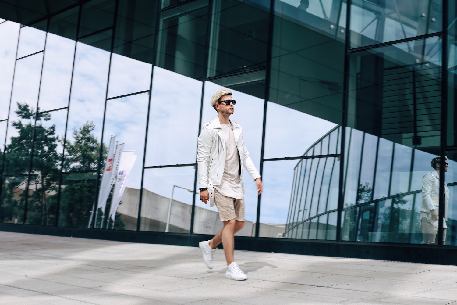 White Biker Jacket Summerly Biker Look White on Beige Meanwhile in Awesometown Mens Fashion Blogger from Austria