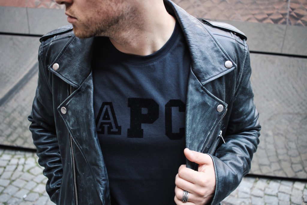 Blk Dnm Leather Jacket Outfit Class with Edge APC Paris T-Shirt Samsoe ...